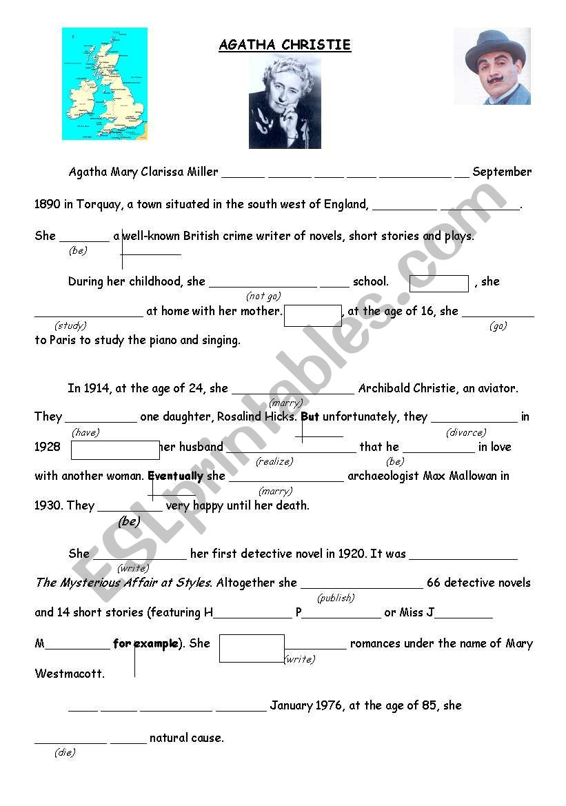 Agatha Christies biography worksheet