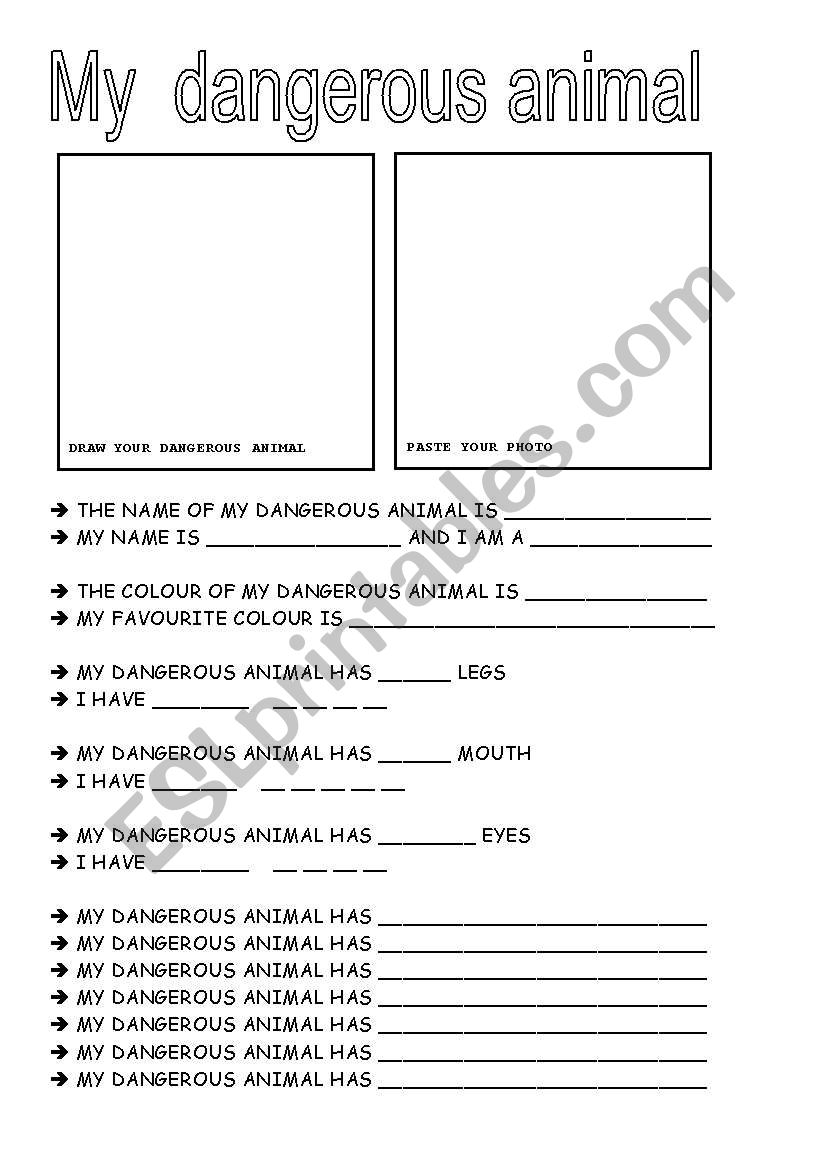 my dangerous animal worksheet