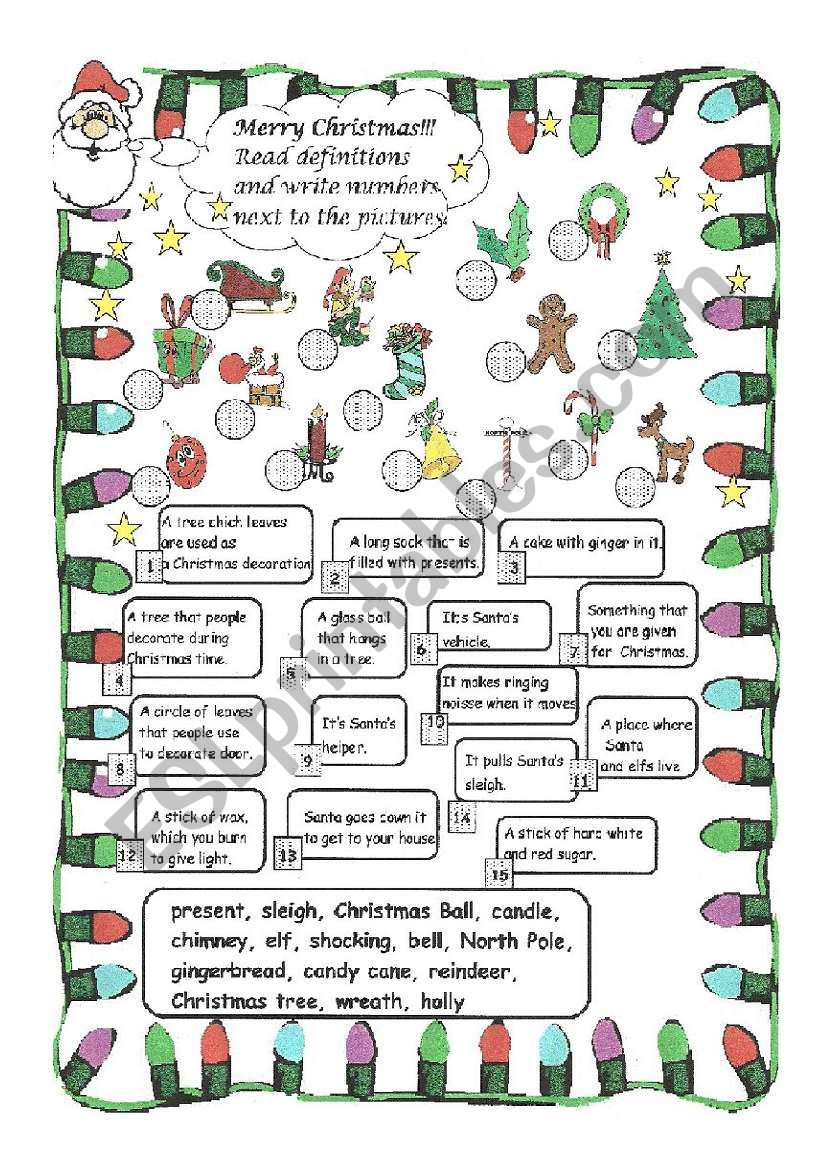 Christmas Riddles worksheet