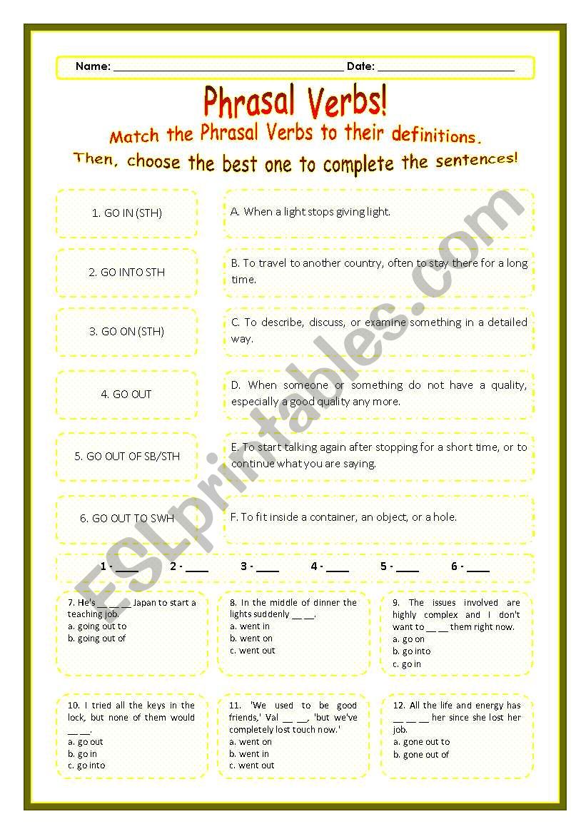 > Phrasal Verbs Practice 77! > --*-- Definitions + Exercise --*-- BW Included --*-- Fully Editable With Key! 