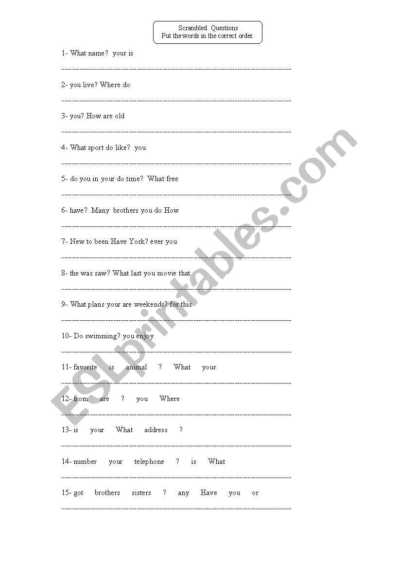 How to make questions worksheet