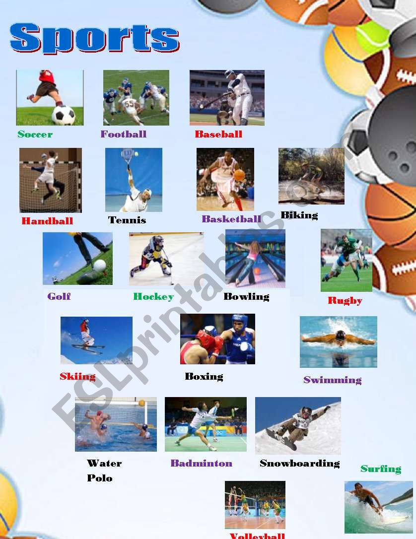Sports Pictionary worksheet