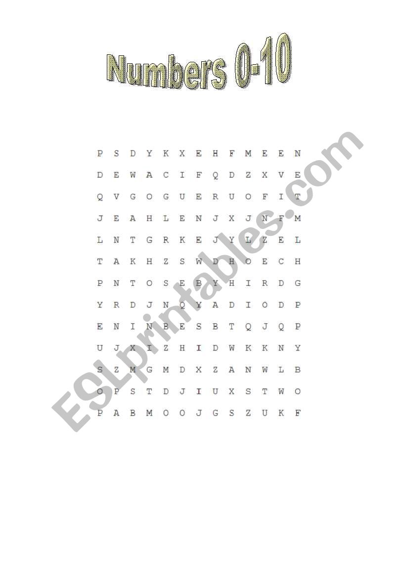 CROSSWORD (1-10) worksheet