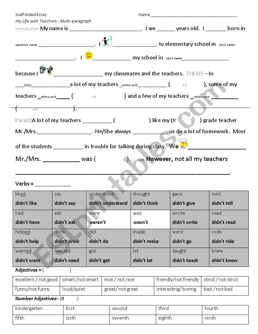 Irregular past tense verbs in Your Story About Elementary School