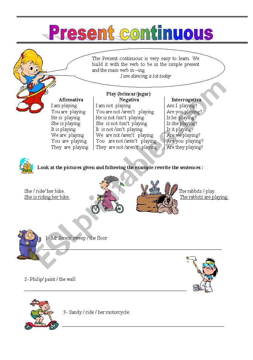 Present continuous worksheet