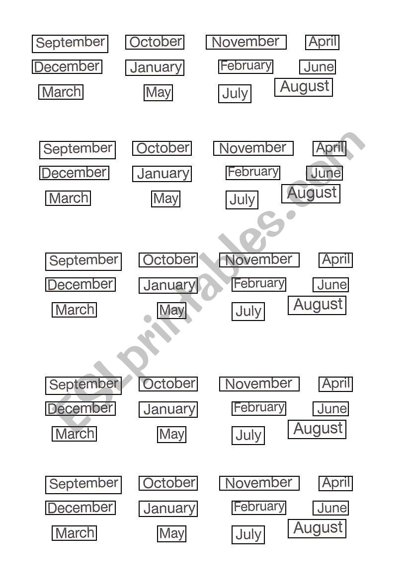 Months worksheet