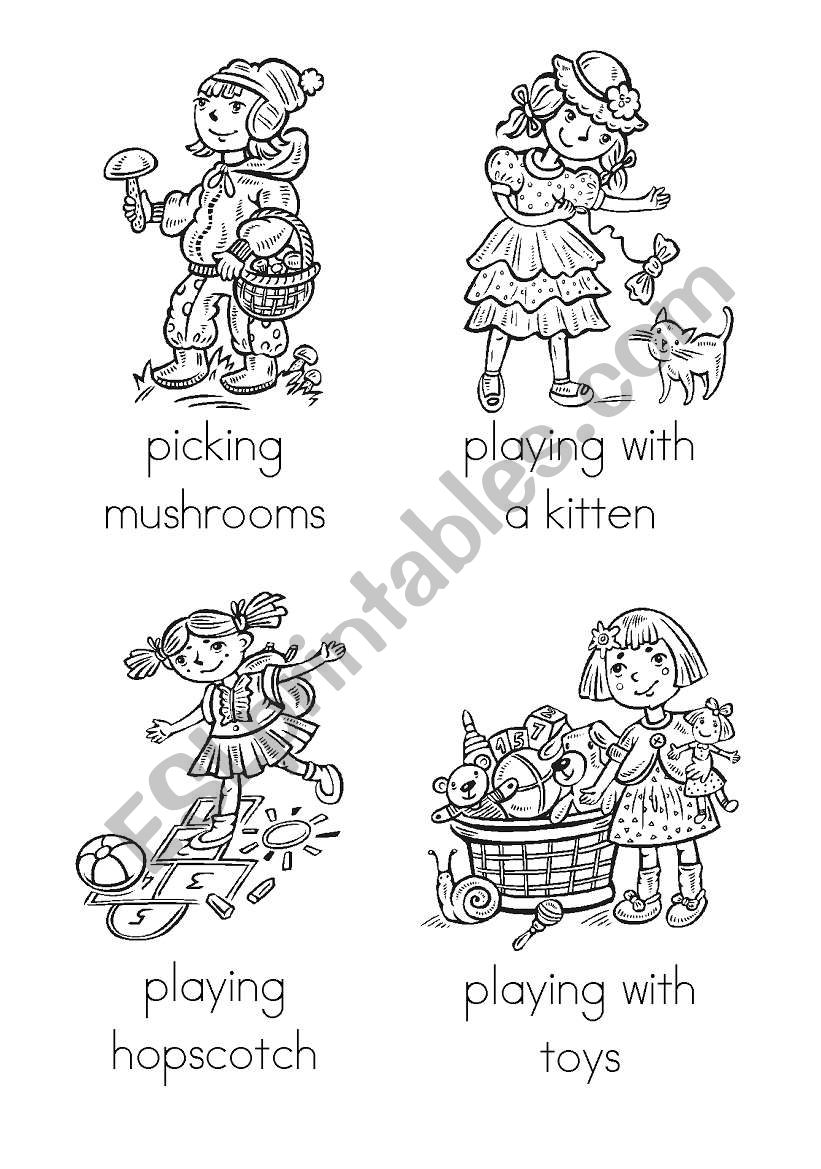 Its a girls world flash cards (17-28 of 40) with backs, activities and instructions (6 pages)