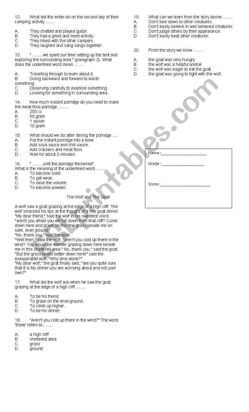 Test 7 Grades Esl Worksheet By Mr515 Test 7 Grades Esl Worksheet By Mr515