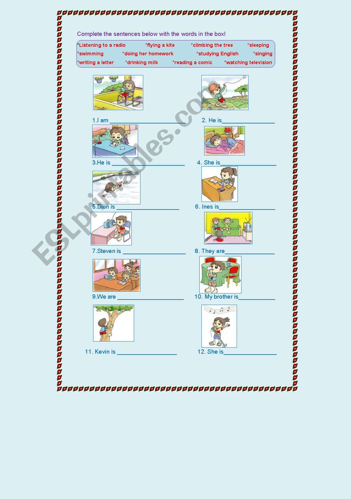 0n going activities worksheet