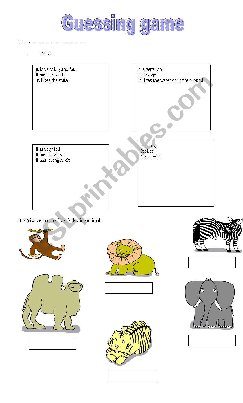 guessing game worksheet