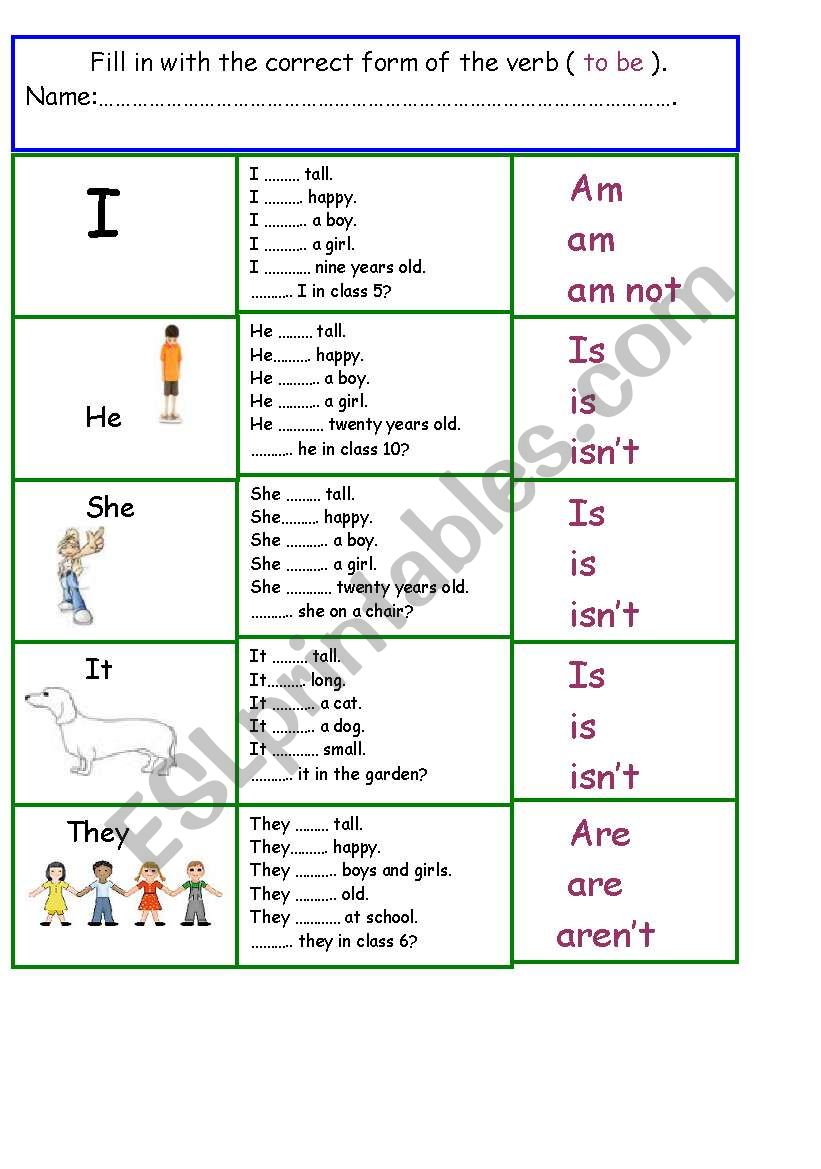 Verb to be beginners worksheet