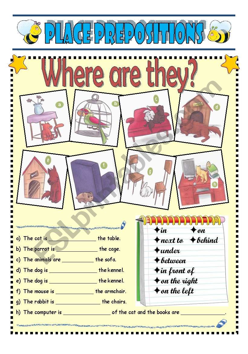 Place Prepositions worksheet