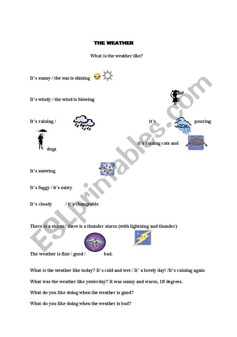 Whats the weather like? worksheet