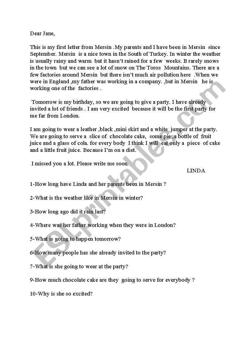 reading passage worksheet