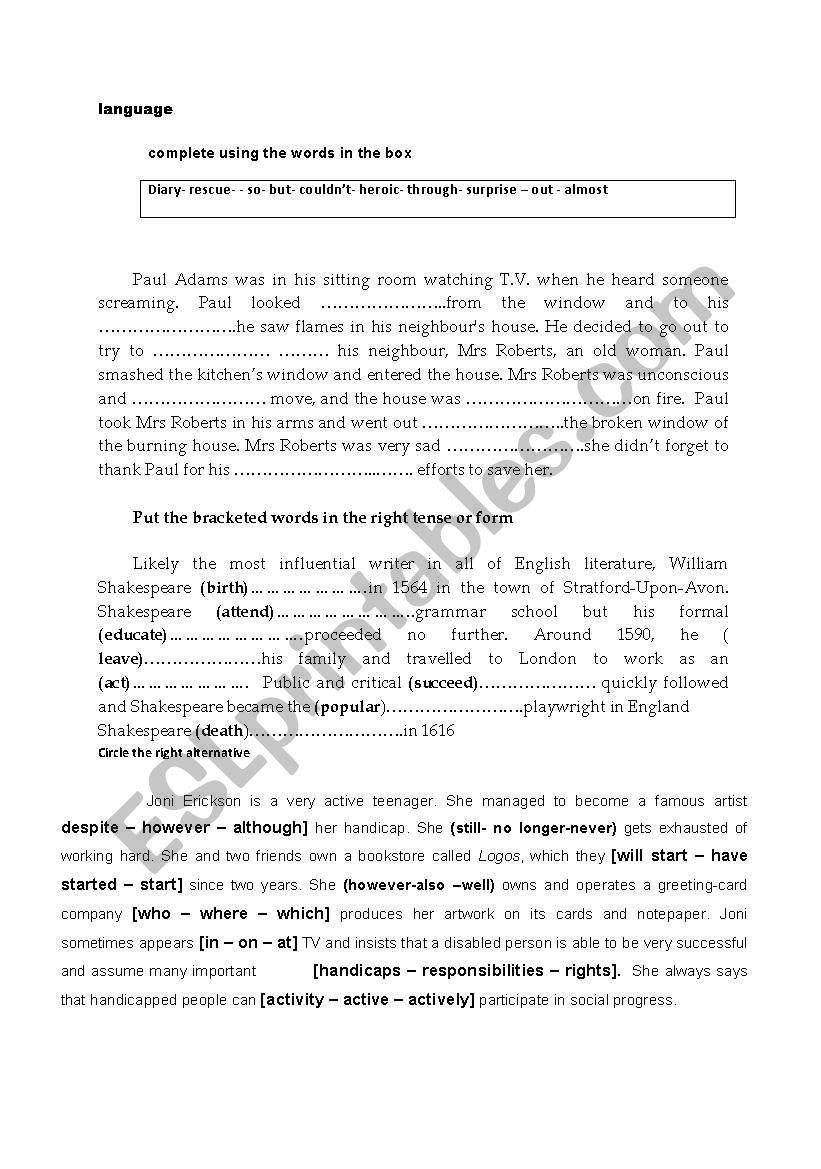 language worksheet