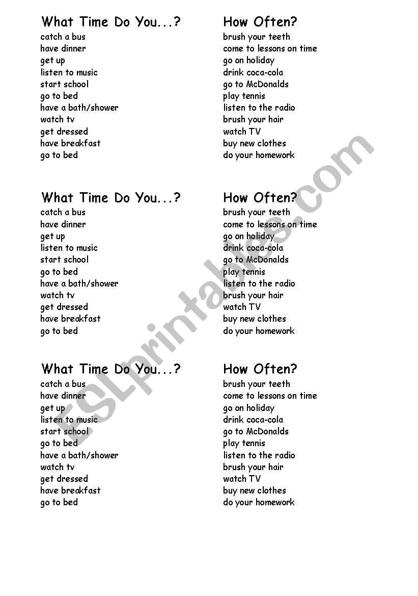 Revision of present simple questions