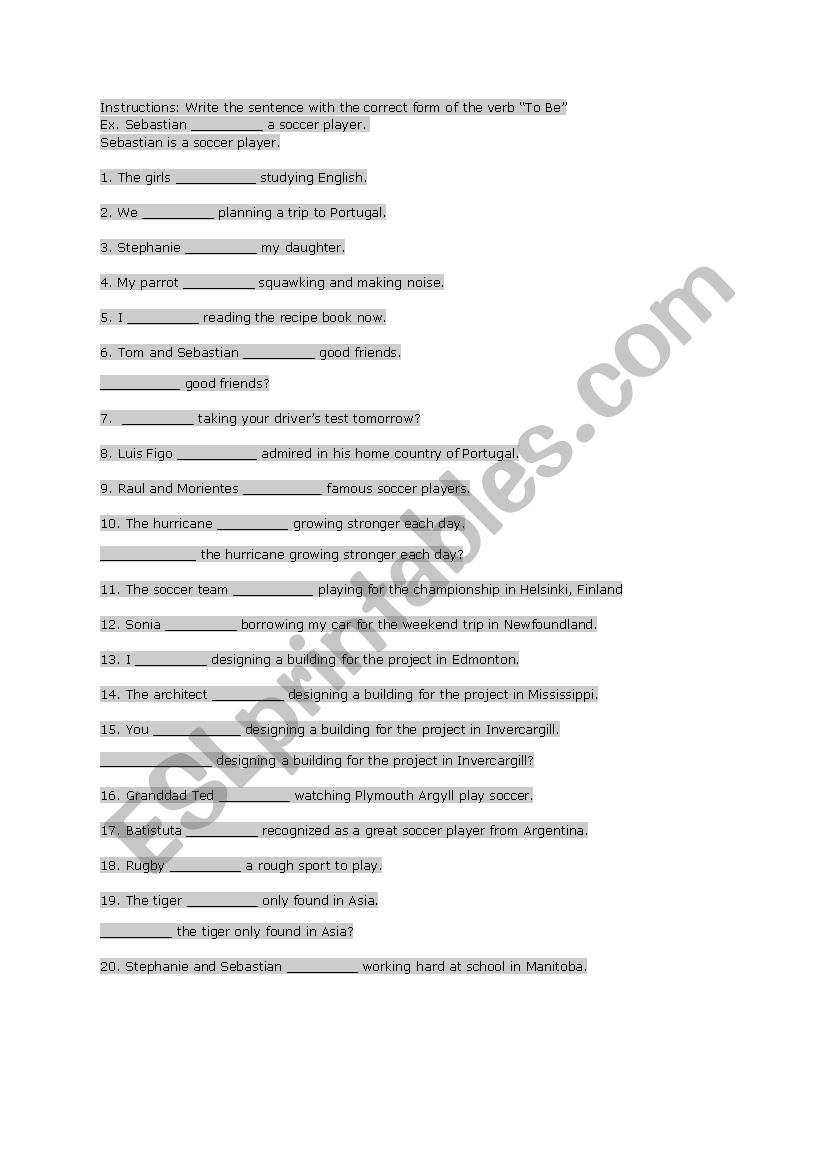 to be worksheet