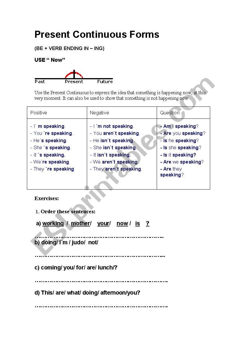 PRESENT CONINUOUS worksheet