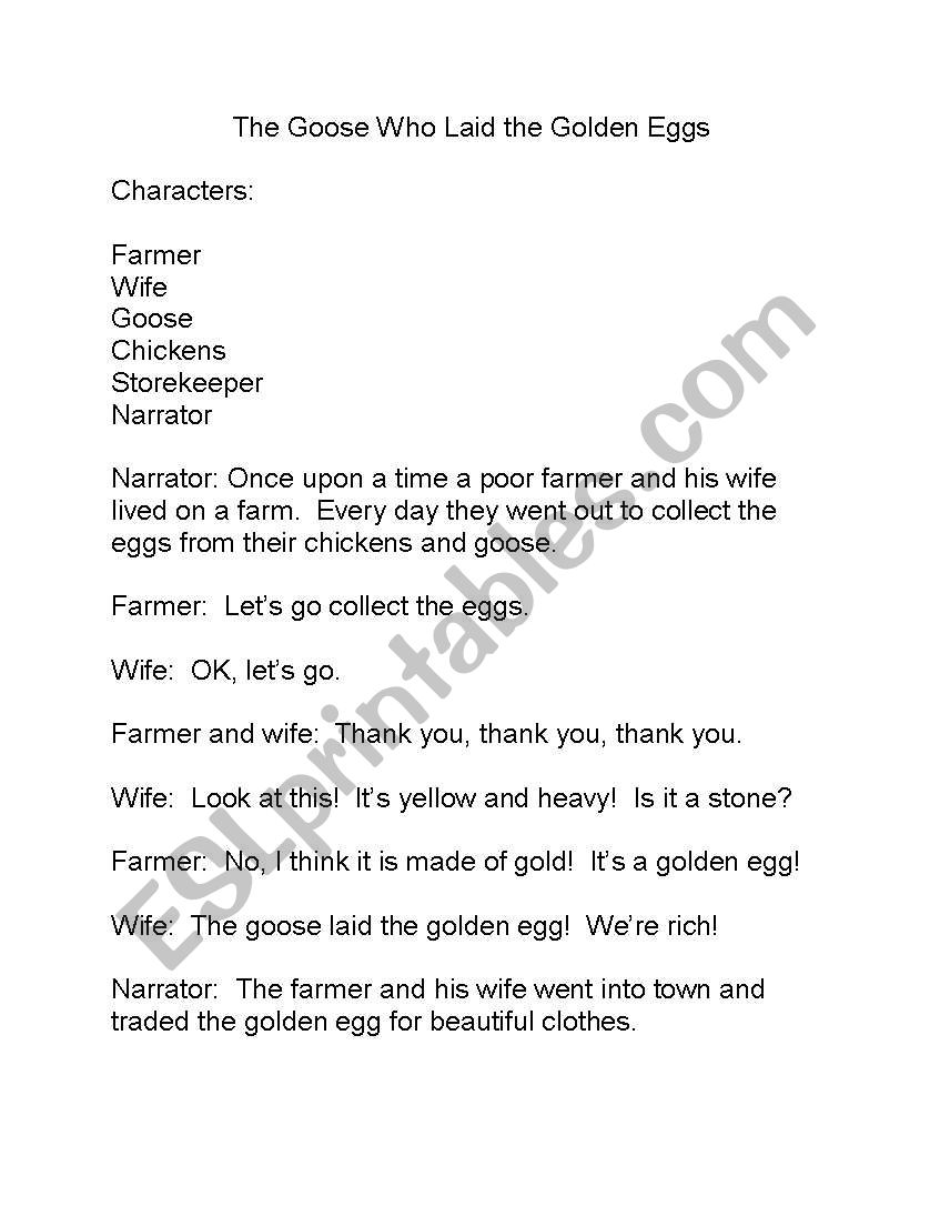 The Goose That Laid the Golden Eggs Script