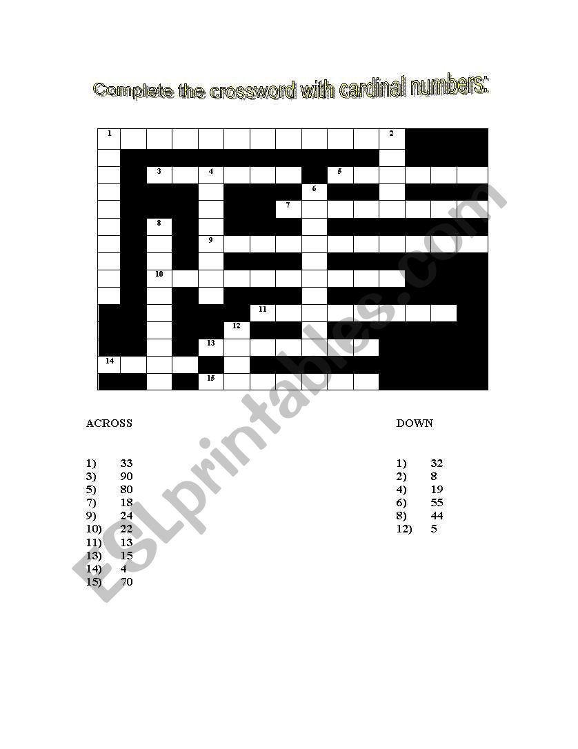 Crossword worksheet