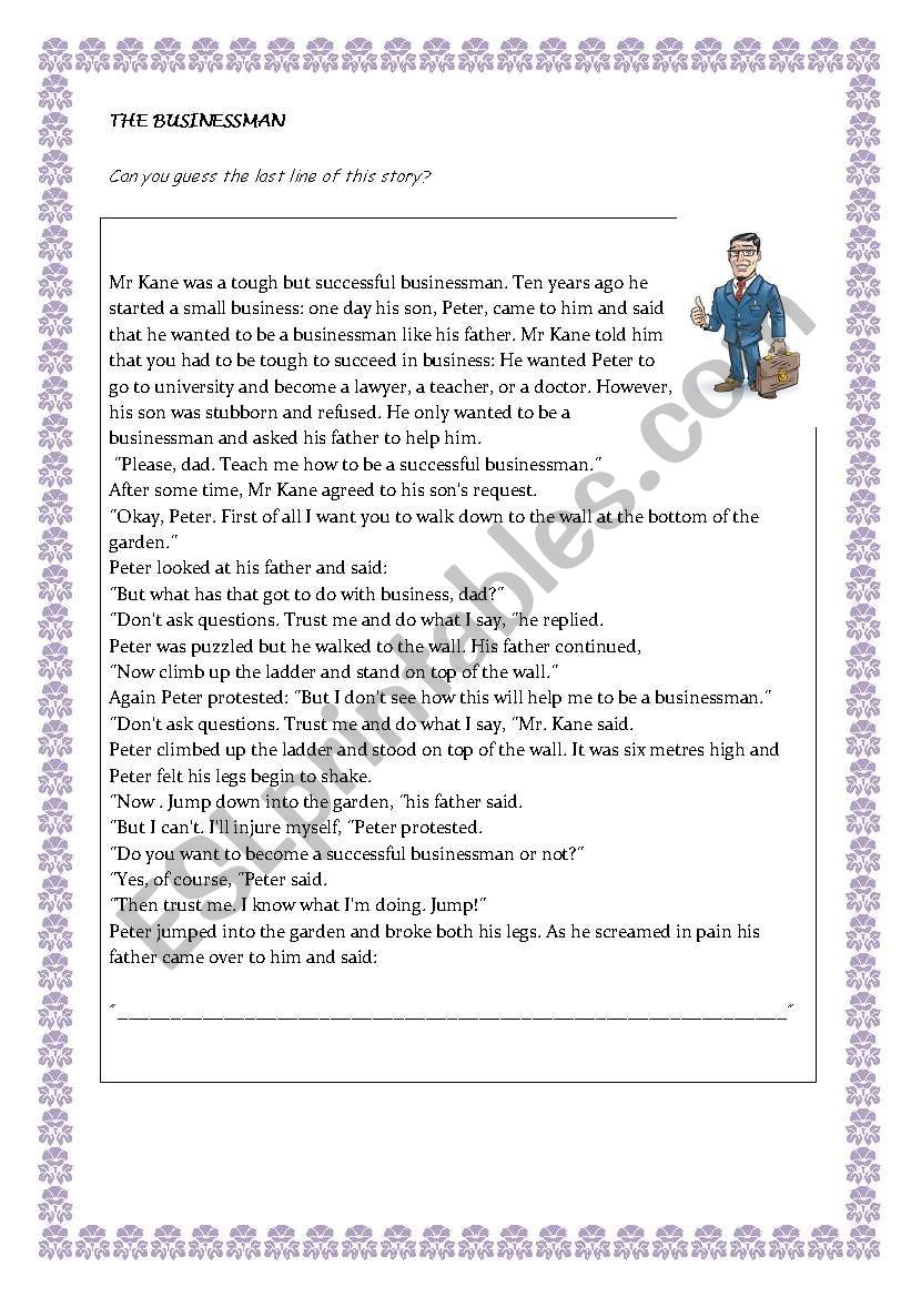 The businessman worksheet