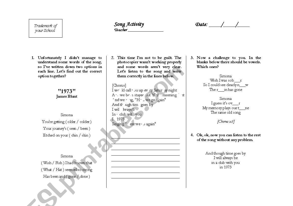 1973 James Blunt worksheet