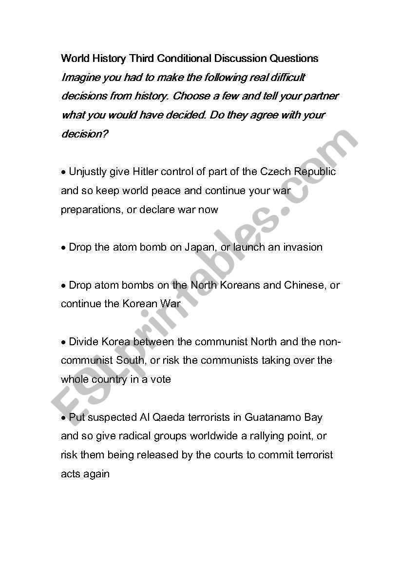 3rd Conditional Discussion Activity