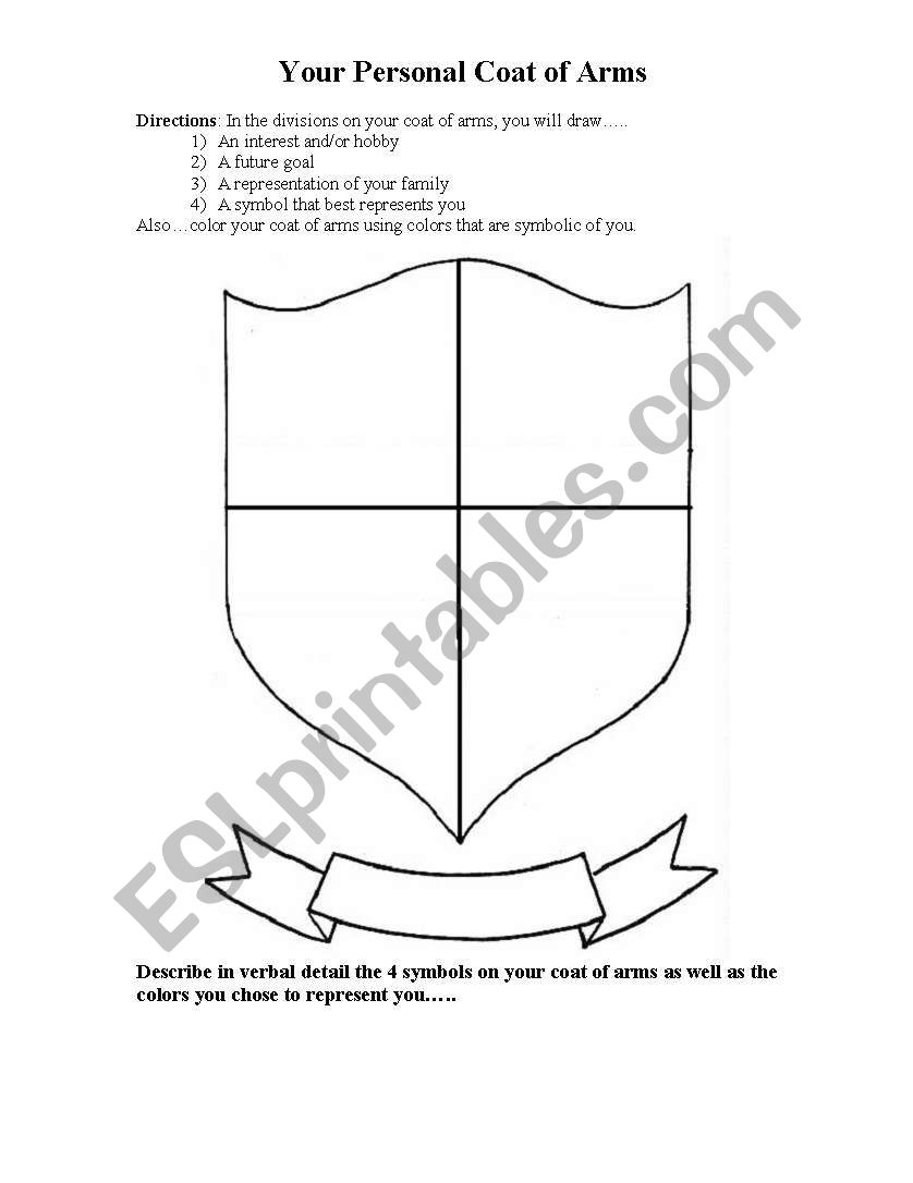 Personal Coat of Arms worksheet