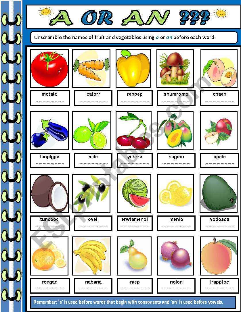 A or An? part 2 worksheet