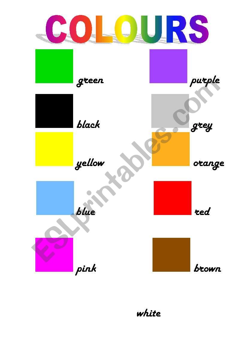 colours worksheet