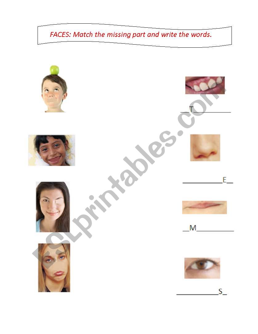 faces worksheet