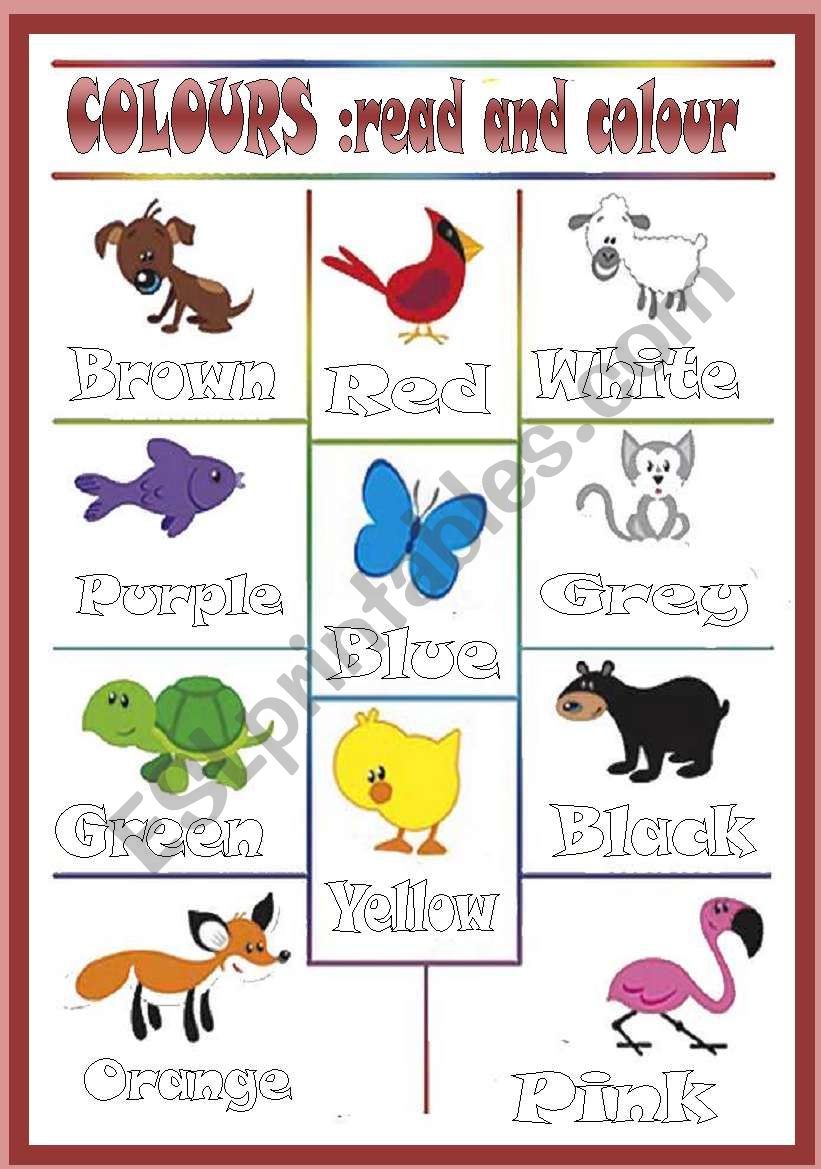 Colored animals *editable* worksheet