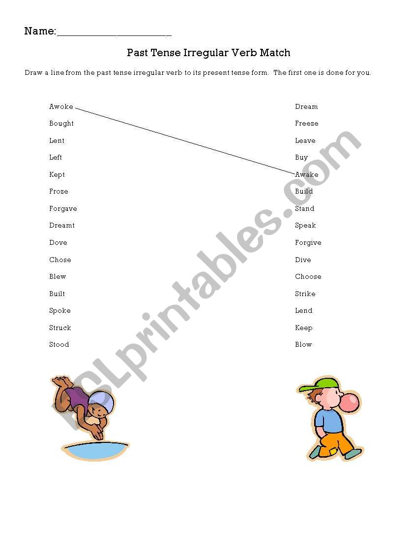 Matching Verb Tenses Worksheets