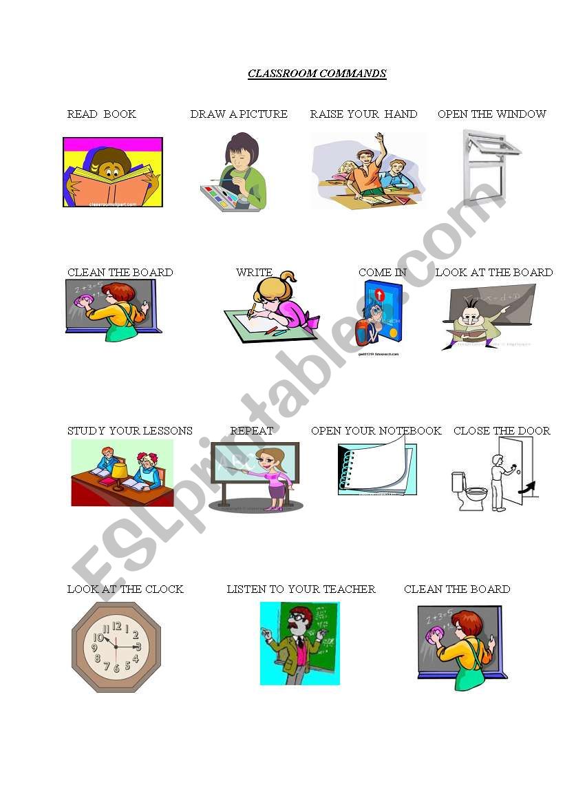 Classroom Commands worksheet