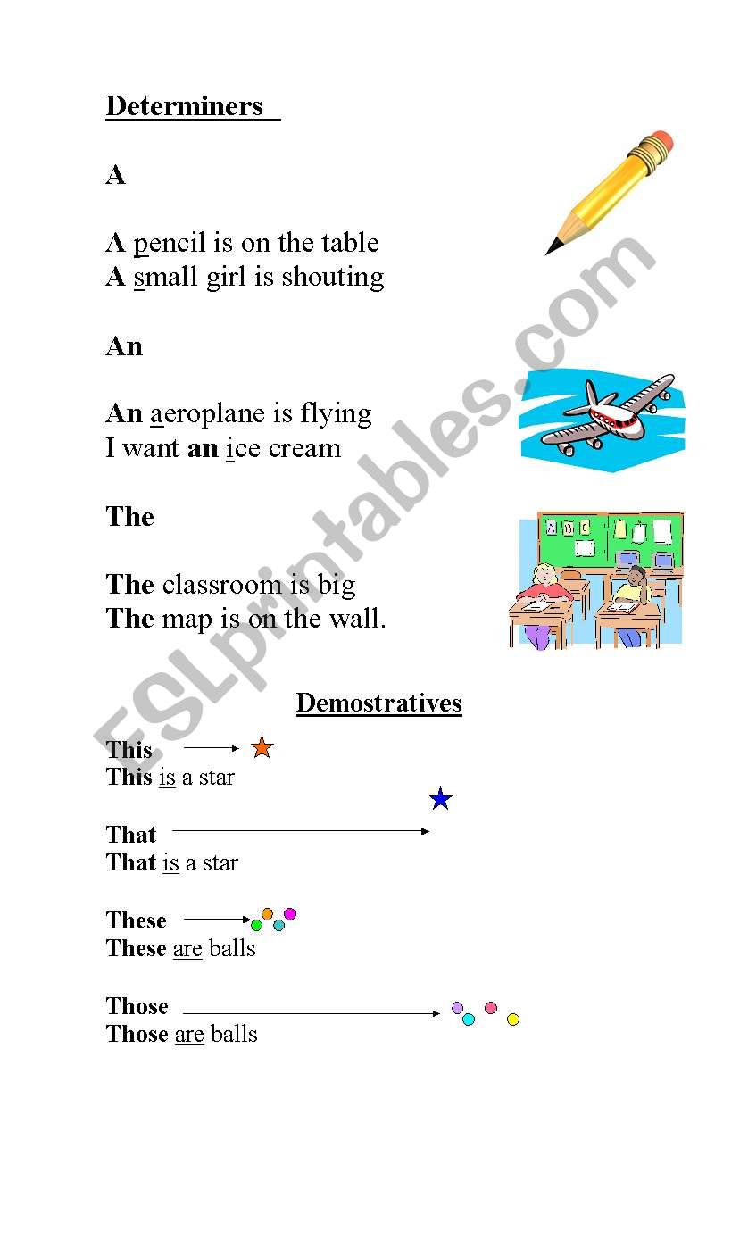 determiners - demostratives worksheet