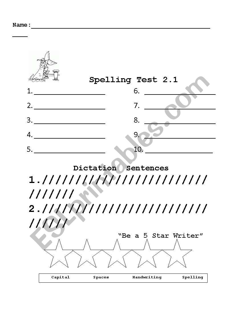 Spelling Test Printable  worksheet