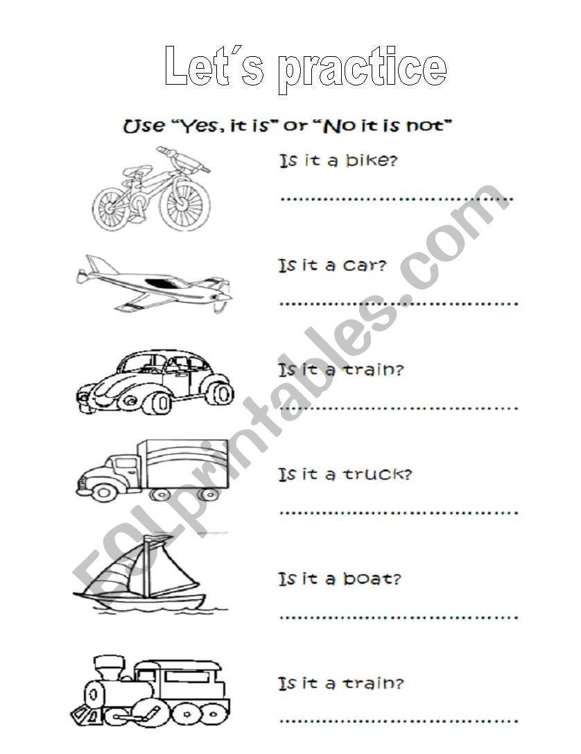 Is it a car? worksheet