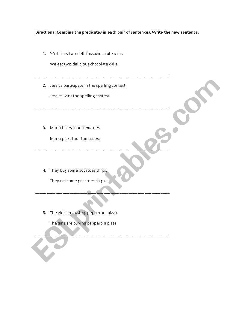 Predicates worksheet