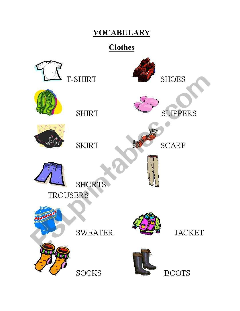 Clothes Vocabulary worksheet