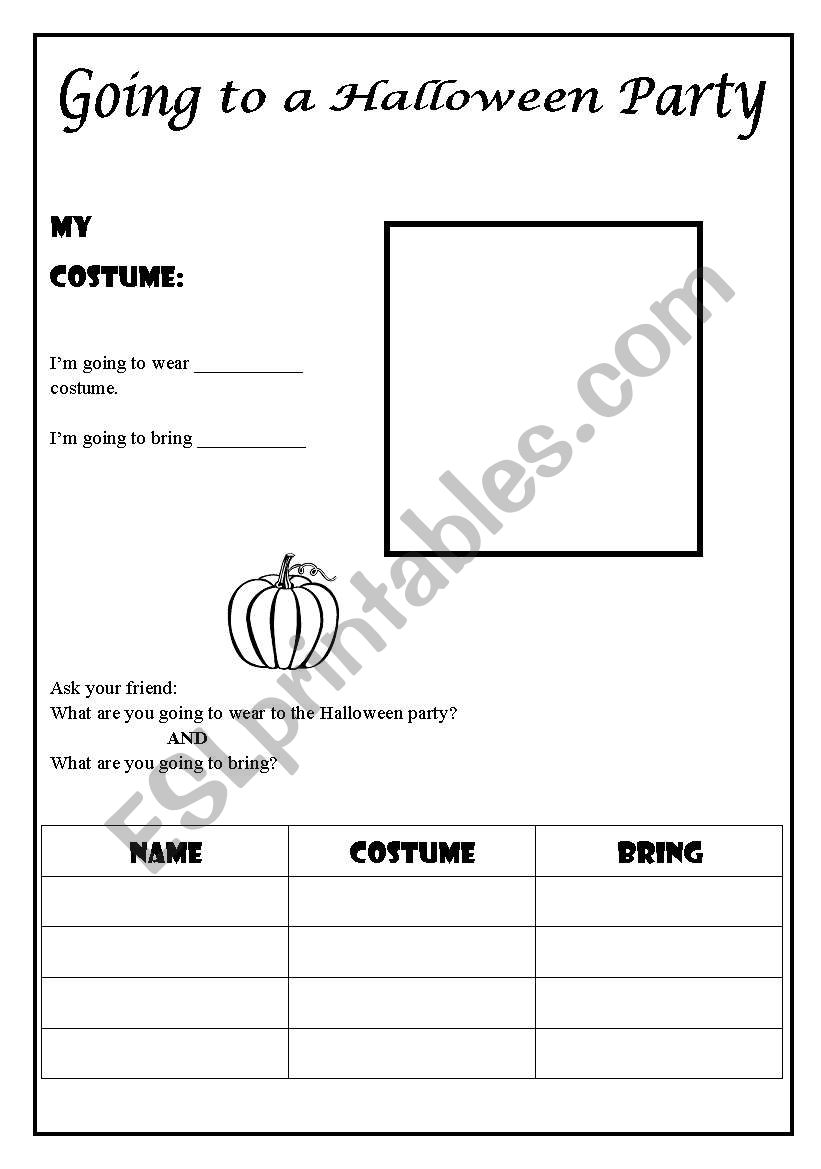 Halloween party with speaking worksheet