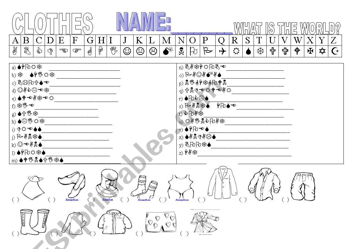 Clothes worksheet