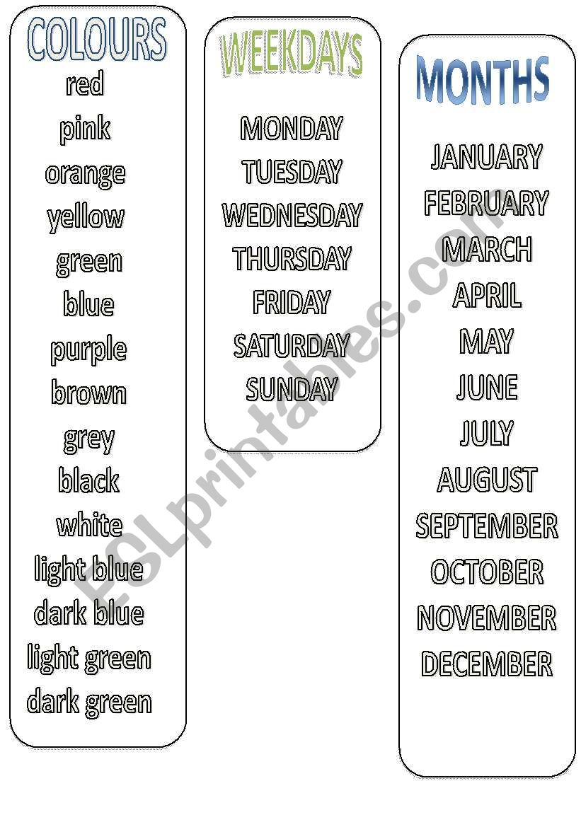 BOOKMARK worksheet