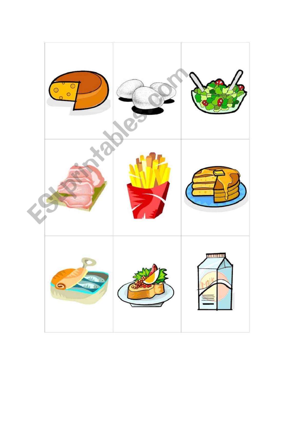 Food flashcards worksheet