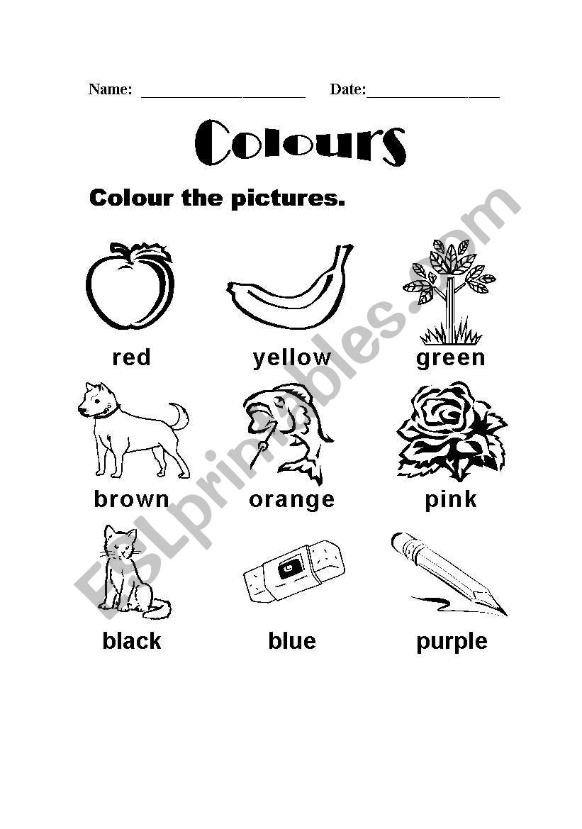 Colours worksheet