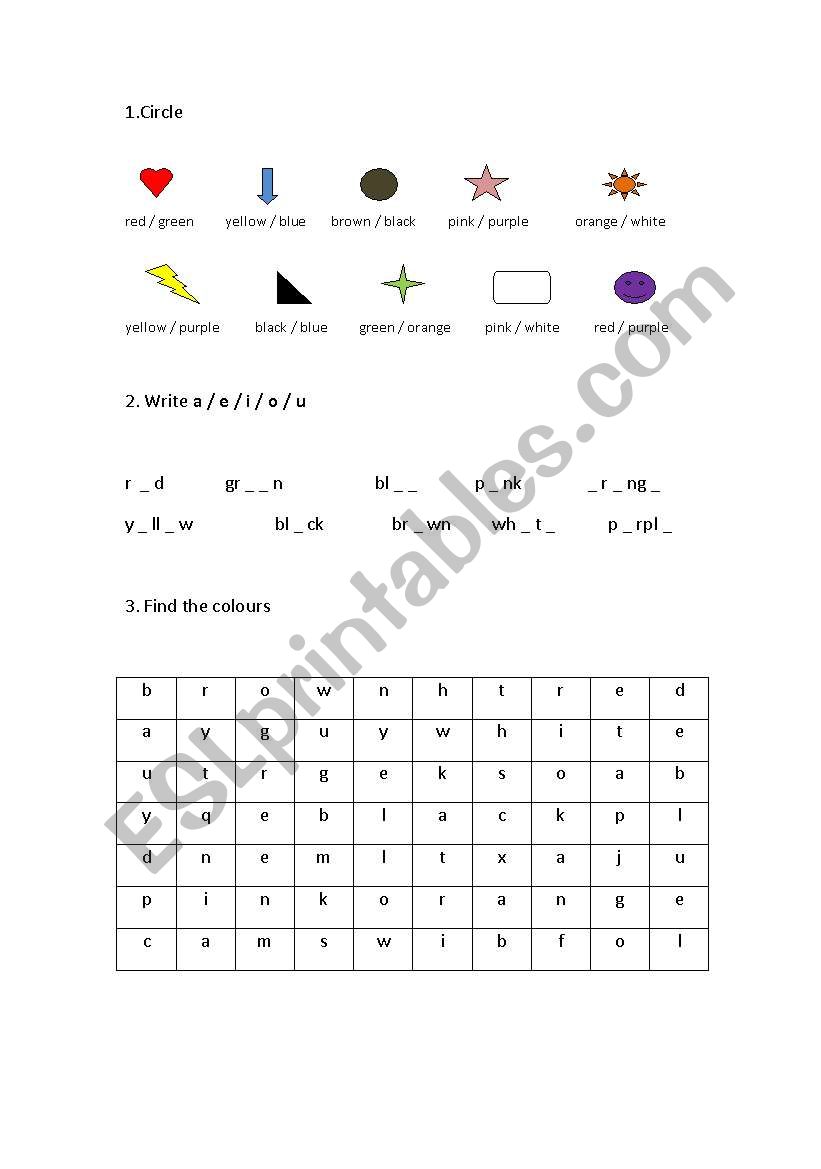 learning the colours worksheet
