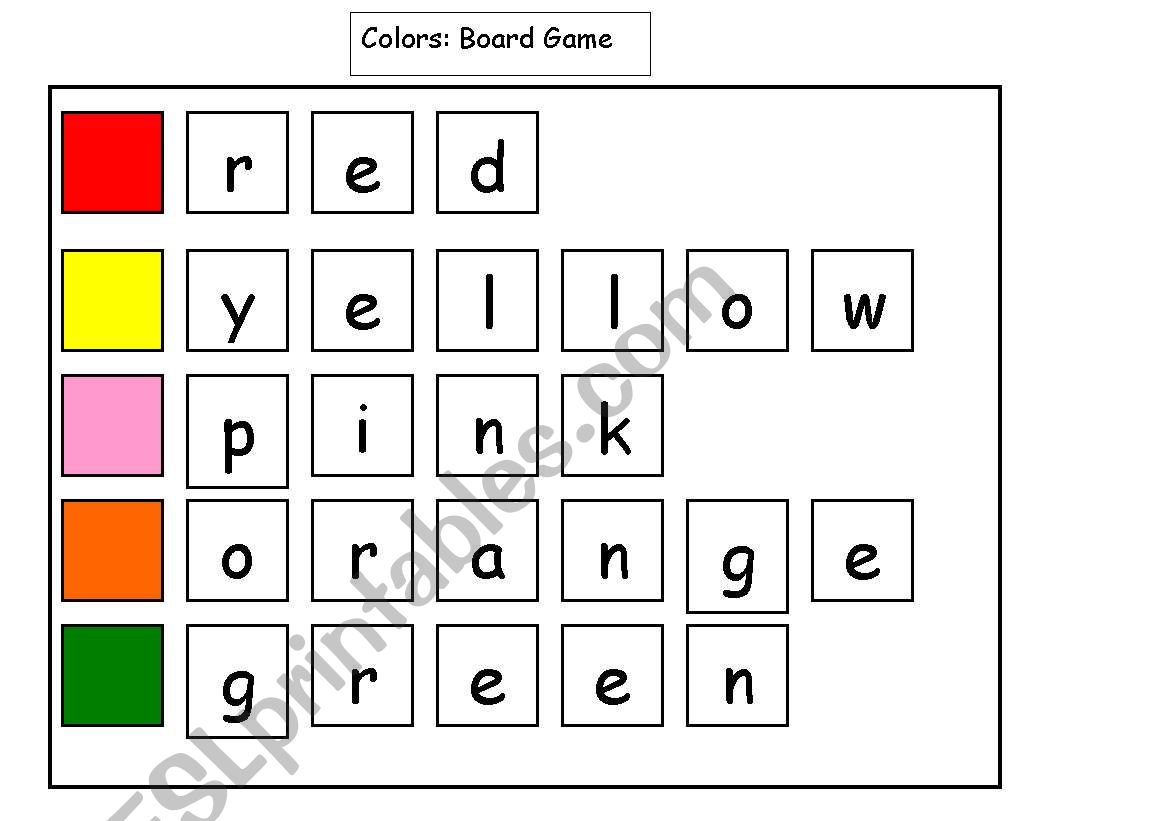 Colors: Board Game worksheet