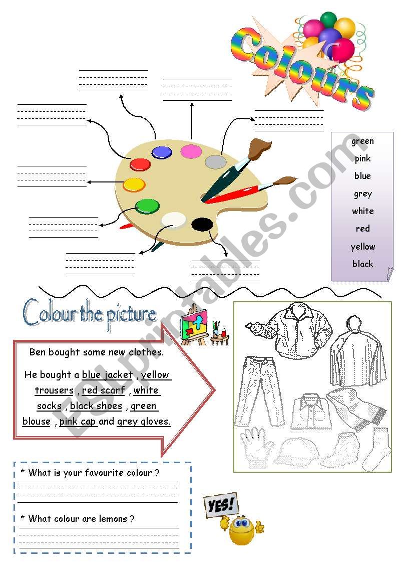 colours worksheet