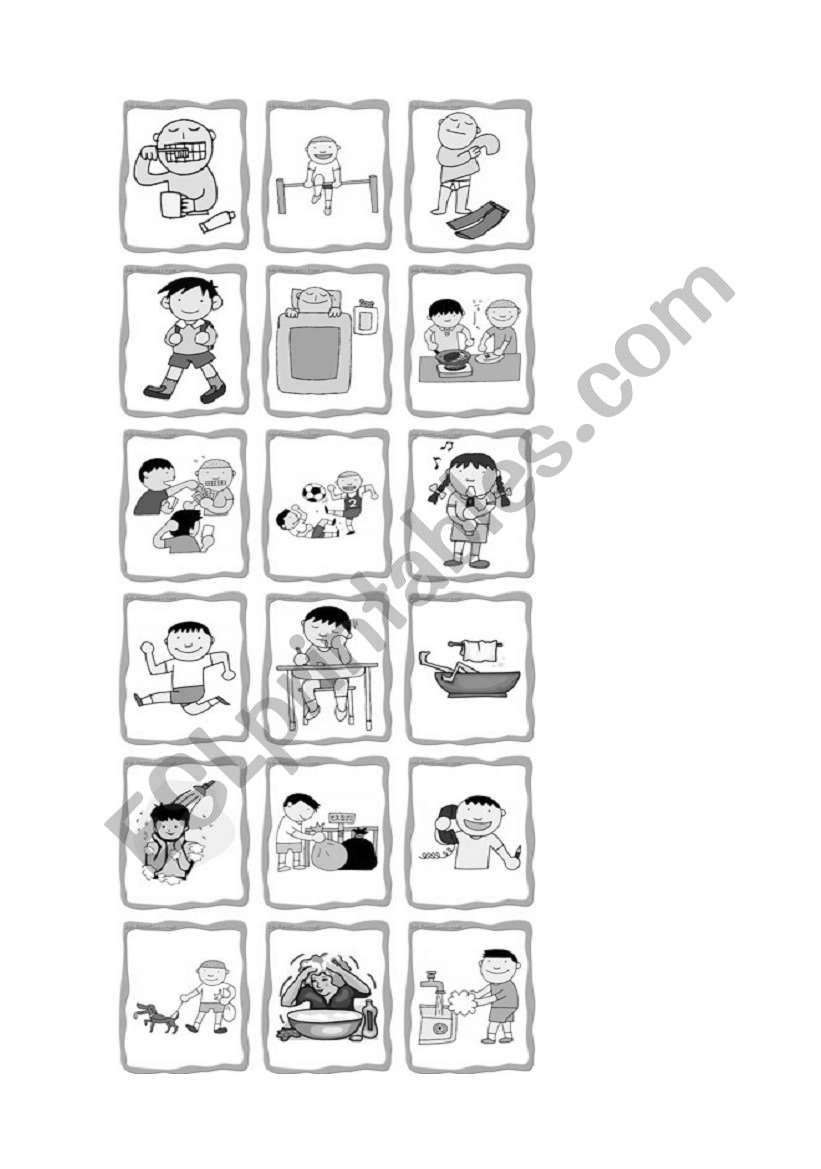 Daily routine picture cards worksheet