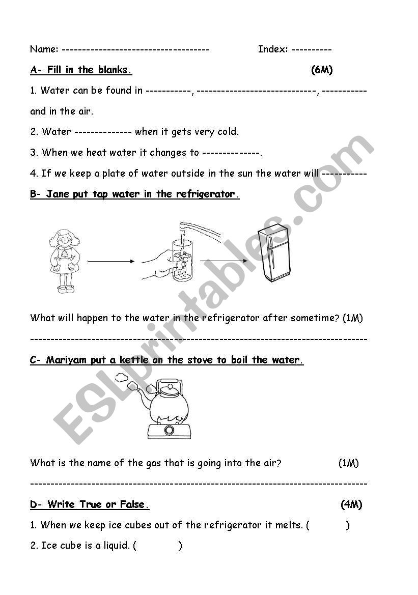 states of water worksheet