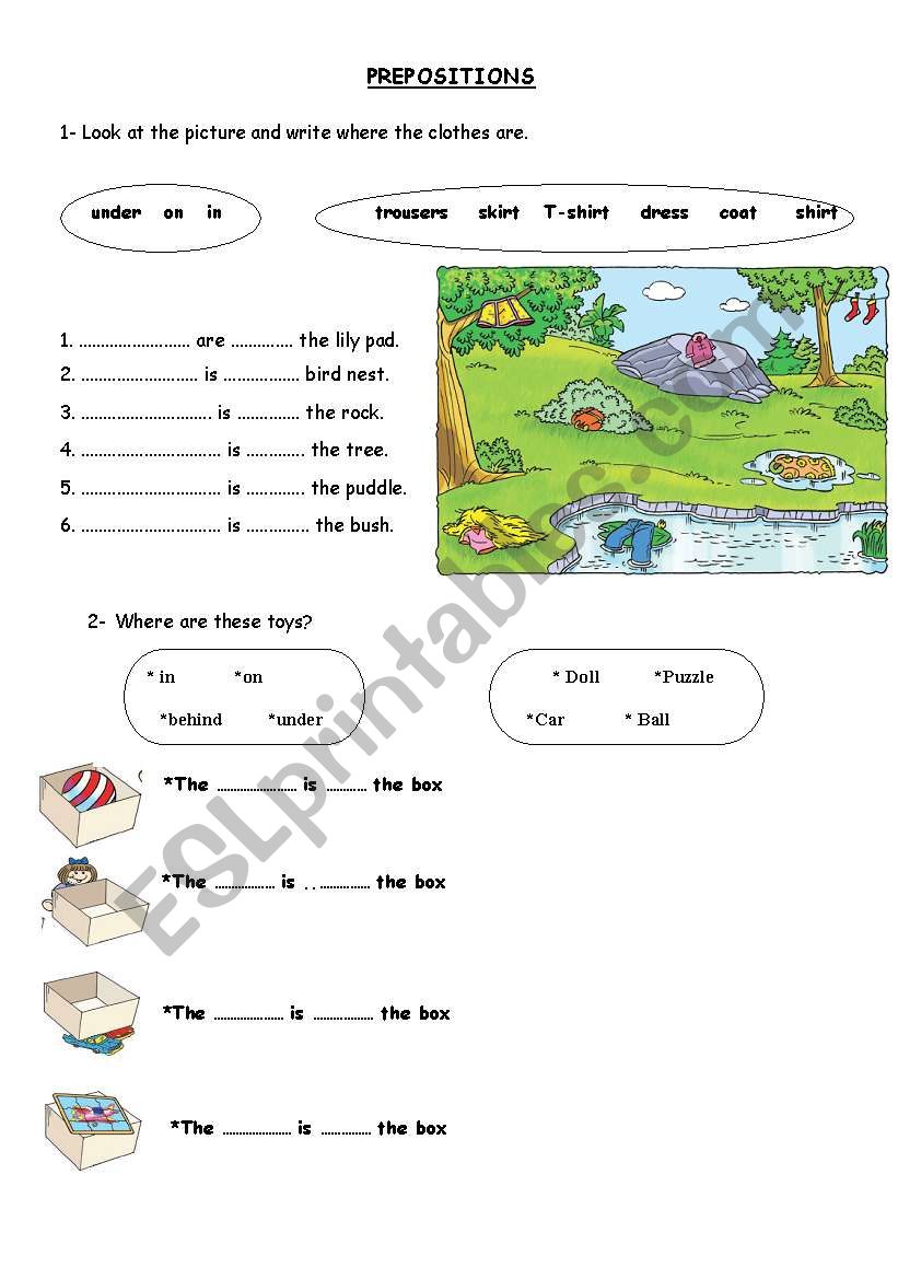 Prepositions & Clothes worksheet